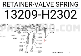 Nissan 13209H2302 RETAINER-VALVE SPRING