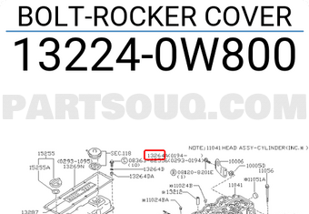 Nissan 132240W800 BOLT-ROCKER COVER