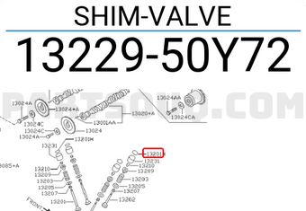 Nissan 1322950Y72 SHIM-VALVE