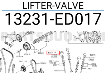 Nissan 13231ED017 LIFTER-VALVE