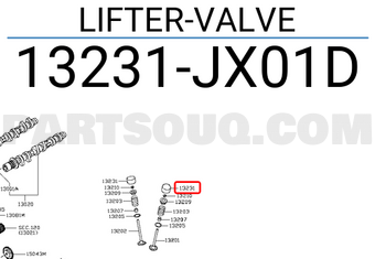 Nissan 13231JX01D LIFTER-VALVE