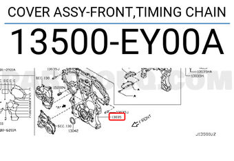 Nissan 13500EY00A COVER ASSY-FRONT,TIMING CHAIN