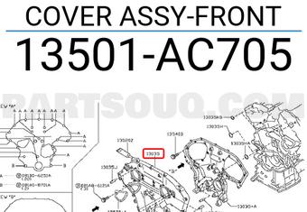 Nissan 13501AC705 COVER ASSY-FRONT