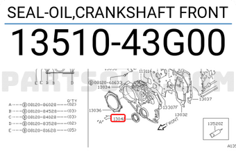 Nissan 1351043G00 SEAL-OIL,CRANKSHAFT FRONT