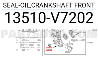 Nissan 13510V7202 SEAL-OIL,CRANKSHAFT FRONT