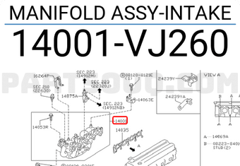Nissan 14001VJ260 MANIFOLD ASSY-INTAKE
