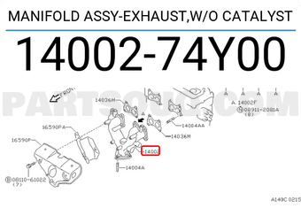Nissan 1400274Y00 MANIFOLD ASSY-EXHAUST,W/O CATALYST
