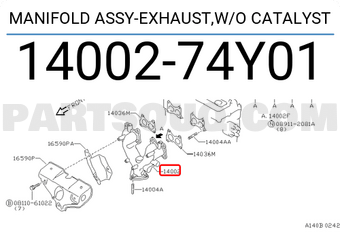 Nissan 1400274Y01 MANIFOLD ASSY-EXHAUST,W/O CATALYST
