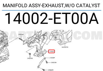 Nissan 14002ET00A MANIFOLD ASSY-EXHAUST,W/O CATALYST