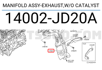 Nissan 14002JD20A MANIFOLD ASSY-EXHAUST,W/O CATALYST