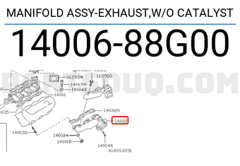 Nissan 1400688G00 MANIFOLD ASSY-EXHAUST,W/O CATALYST