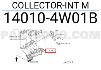 Nissan 140104W01B COLLECTOR-INT M