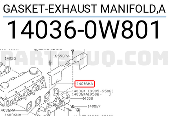Nissan 140360W801 GASKET-EXHAUST MANIFOLD,A