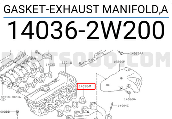 Nissan 140362W200 GASKET-EXHAUST MANIFOLD,A