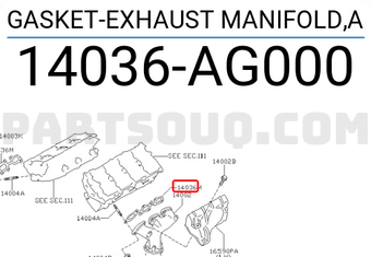 Nissan 14036AG000 GASKET-EXHAUST MANIFOLD,A