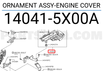 Nissan 140415X00A ORNAMENT ASSY-ENGINE COVER