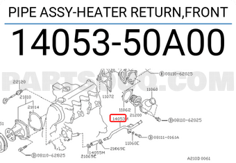 Nissan 1405350A00 PIPE ASSY-HEATER RETURN,FRONT