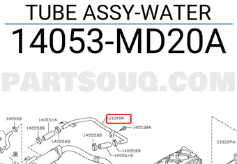 Nissan 14053MD20A TUBE ASSY-WATER