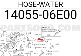 Nissan 1405506E00 HOSE-WATER