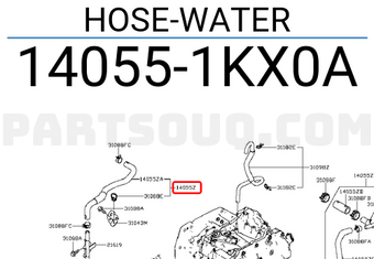 Nissan 140551KX0A HOSE-WATER