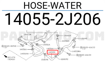 Nissan 140552J206 HOSE-WATER
