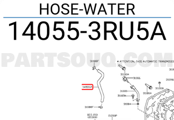 Nissan 140553RU5A HOSE-WATER