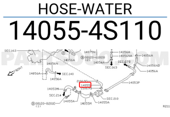 Nissan 140554S110 HOSE-WATER