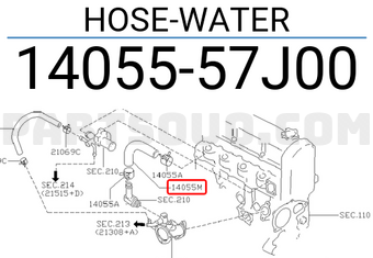 Nissan 1405557J00 HOSE-WATER
