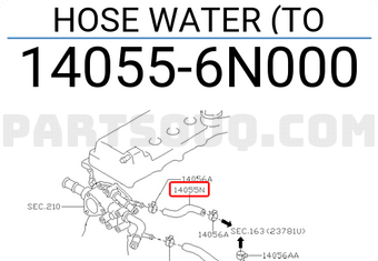 Nissan 140556N000 HOSE WATER (TO