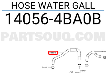 Nissan 140564BA0B HOSE WATER GALL