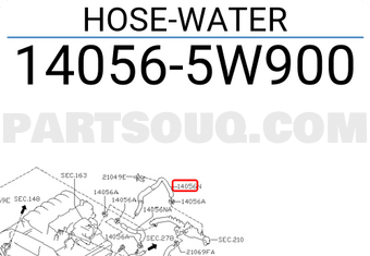 Nissan 140565W900 HOSE-WATER