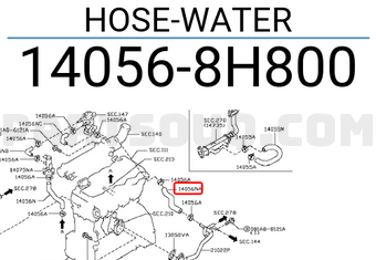 Nissan 140568H800 HOSE-WATER
