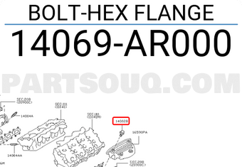 Nissan 14069AR000 BOLT-HEX FLANGE