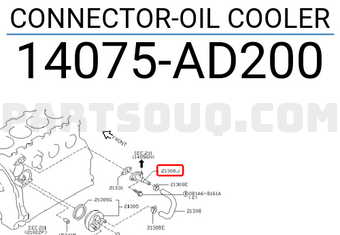 Nissan 14075AD200 CONNECTOR-OIL COOLER