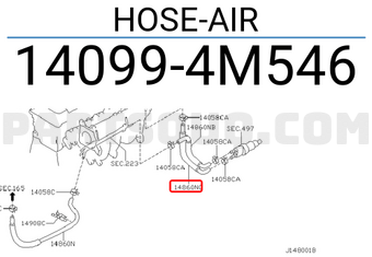 Nissan 140994M546 HOSE-AIR