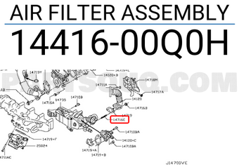 Nissan 1441600Q0H AIR FILTER ASSEMBLY