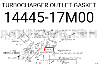 Nissan 1444517M00 TURBOCHARGER OUTLET GASKET