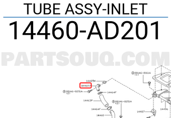 Nissan 14460AD201 TUBE ASSY-INLET