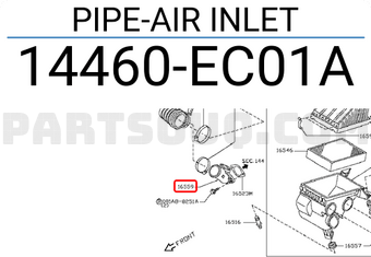 Nissan 14460EC01A PIPE-AIR INLET