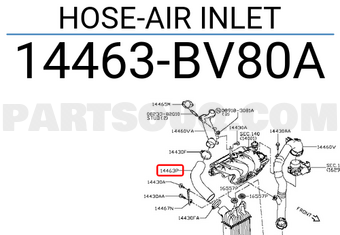 Nissan 14463BV80A HOSE-AIR INLET