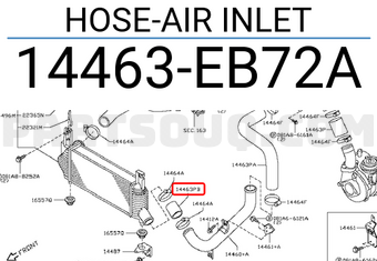Nissan 14463EB72A HOSE-AIR INLET