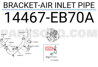 Nissan 14467EB70A BRACKET-AIR INLET PIPE