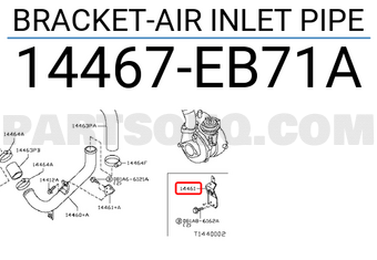 Nissan 14467EB71A BRACKET-AIR INLET PIPE