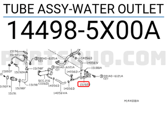 Nissan 144985X00A TUBE ASSY-WATER OUTLET