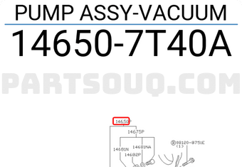 Nissan 146507T40A PUMP ASSY-VACUUM