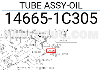 Nissan 146651C305 TUBE ASSY-OIL