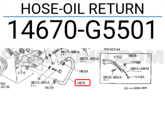 Nissan 14670G5501 HOSE-OIL RETURN