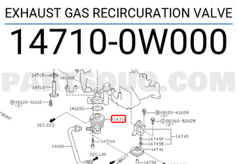 Nissan 147100W000 EXHAUST GAS RECIRCURATION VALVE