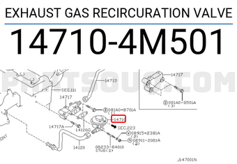 Nissan 147104M501 EXHAUST GAS RECIRCURATION VALVE