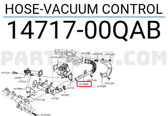 Nissan 1471700QAB HOSE-VACUUM CONTROL